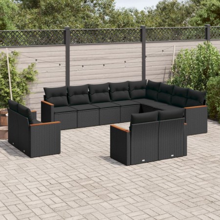 Set de sofás de jardín 12 piezas cojines ratán sintético negro de , Conjuntos de jardín - Ref: Foro24-3258912, Precio: 919,99...