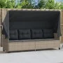 Sun lounger with hood and light gray synthetic rattan cushions by , Loungers - Ref: Foro24-368340, Price: 254,35 €, Discount: %