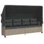 Sun lounger with hood and light gray synthetic rattan cushions by , Loungers - Ref: Foro24-368340, Price: 254,35 €, Discount: %