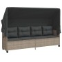 Tumbona con capota y cojines ratán sintético gris claro de , Tumbonas - Ref: Foro24-368340, Precio: 246,13 €, Descuento: %