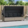 Sun lounger with hood and light gray synthetic rattan cushions by , Loungers - Ref: Foro24-368340, Price: 254,35 €, Discount: %