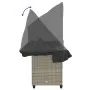 Sun lounger with hood and light gray synthetic rattan cushions by , Loungers - Ref: Foro24-368340, Price: 254,35 €, Discount: %