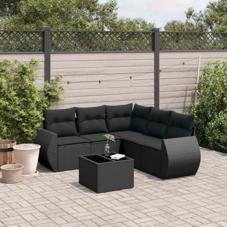 Set de sofás de jardín 6 piezas y cojines ratán sintético negro de , Conjuntos de jardín - Ref: Foro24-3253692, Precio: 409,1...