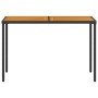Mesa de jardín superficie de madera ratán PE negro 115x54x74 cm de , Mesas de jardín - Ref: Foro24-365077, Precio: 75,49 €, D...
