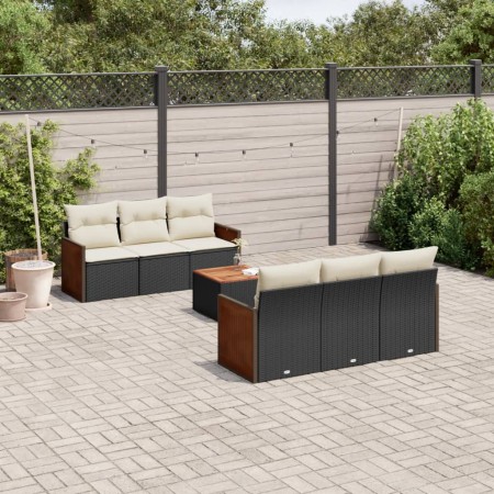 Set de comedor de jardín 7 pzas y cojines ratán sintético negro de , Conjuntos de jardín - Ref: Foro24-3259872, Precio: 455,1...
