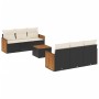 Set de comedor de jardín 7 pzas y cojines ratán sintético negro de , Conjuntos de jardín - Ref: Foro24-3259872, Precio: 455,1...