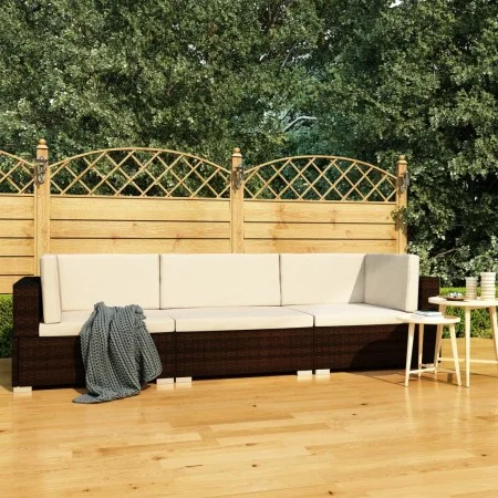 Set sofás de jardín 3 piezas y cojines ratán sintético marrón de vidaXL, Conjuntos de jardín - Ref: Foro24-47265, Precio: 268...