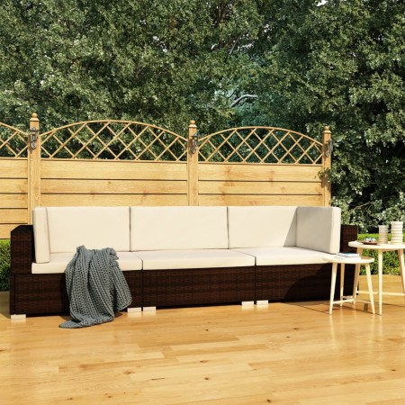 Set sofás de jardín 3 piezas y cojines ratán sintético marrón de vidaXL, Conjuntos de jardín - Ref: Foro24-47265, Precio: 271...