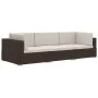 Set sofás de jardín 3 piezas y cojines ratán sintético marrón de vidaXL, Conjuntos de jardín - Ref: Foro24-47265, Precio: 268...
