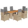 Set comedor de jardín 7 pzas con cojines ratán sintético beige de , Conjuntos de jardín - Ref: Foro24-3212510, Precio: 994,77...