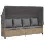 Tumbona con capota y cojines ratán sintético beige de , Tumbonas - Ref: Foro24-368356, Precio: 268,77 €, Descuento: %
