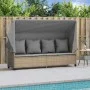 Sun lounger with hood and beige synthetic rattan cushions by , Loungers - Ref: Foro24-368356, Price: 264,41 €, Discount: %