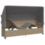 Tumbona con capota y cojines ratán sintético beige de , Tumbonas - Ref: Foro24-368356, Precio: 264,41 €, Descuento: %