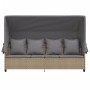 Tumbona con capota y cojines ratán sintético beige de , Tumbonas - Ref: Foro24-368356, Precio: 268,77 €, Descuento: %