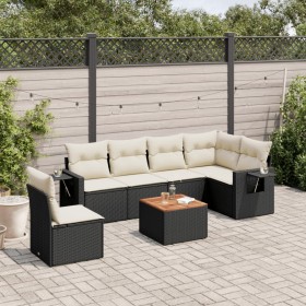 Set de comedor de jardín 7 pzas y cojines ratán sintético negro de , Conjuntos de jardín - Ref: Foro24-3256917, Precio: 424,3...