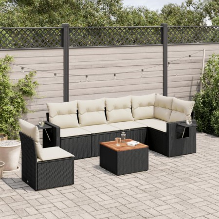 Set de comedor de jardín 7 pzas y cojines ratán sintético negro de , Conjuntos de jardín - Ref: Foro24-3256917, Precio: 424,3...