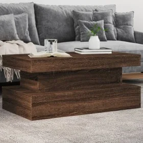 Mesa de centro con luces LED marrón roble 90x50x40 cm de , Mesas de centro - Ref: Foro24-839853, Precio: 95,88 €, Descuento: %