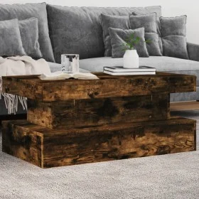 Mesa de centro con luces LED roble ahumado 90x50x40 cm de , Mesas de centro - Ref: Foro24-839851, Precio: 95,89 €, Descuento: %