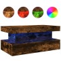 Mesa de centro con luces LED roble ahumado 90x50x40 cm de , Mesas de centro - Ref: Foro24-839851, Precio: 99,50 €, Descuento: %