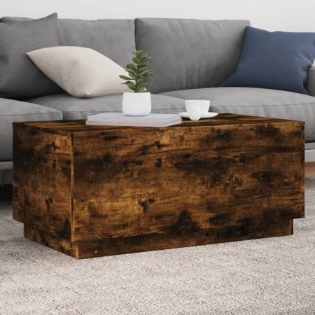 Mesa de centro con luces LED roble ahumado 90x50x40 cm de , Mesas de centro - Ref: Foro24-839879, Precio: 64,47 €, Descuento: %