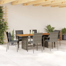 Set comedor jardín 7 pzas y cojines ratán sintético gris de , Conjuntos de jardín - Ref: Foro24-3213500, Precio: 579,35 €, De...