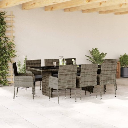 Set comedor jardín 9 pzas y cojines ratán sintético gris de , Conjuntos de jardín - Ref: Foro24-3213509, Precio: 608,69 €, De...