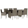Set comedor jardín 9 pzas y cojines ratán sintético gris de , Conjuntos de jardín - Ref: Foro24-3213509, Precio: 608,69 €, De...