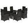 Set de comedor de jardín 7 pzas y cojines ratán sintético negro de , Conjuntos de jardín - Ref: Foro24-3212488, Precio: 858,2...