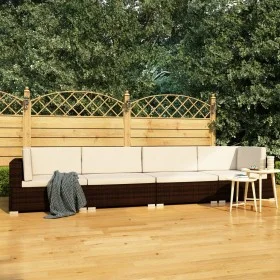 Set sofás de jardín 4 piezas y cojines ratán sintético marrón de vidaXL, Conjuntos de jardín - Ref: Foro24-47269, Precio: 342...