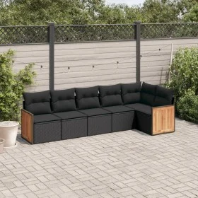 Set de sofás de jardín 6 piezas y cojines ratán sintético negro de , Conjuntos de jardín - Ref: Foro24-3260067, Precio: 400,5...