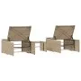 Sun loungers with table 2 units beige synthetic rattan by , Loungers - Ref: Foro24-368425, Price: 182,96 €, Discount: %