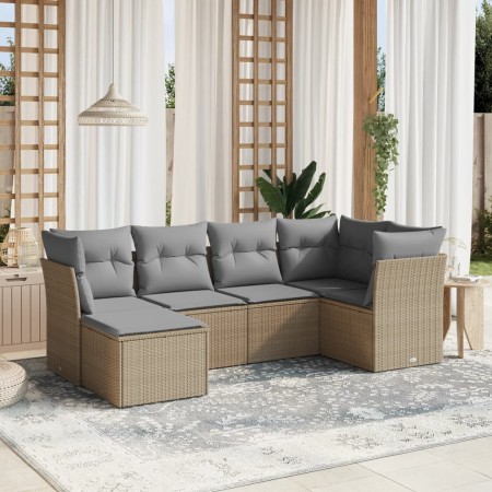 Juego de sofás jardín con cojines beige mezcla 6 pzas ratán PE de , Conjuntos de jardín - Ref: Foro24-3263175, Precio: 374,42...