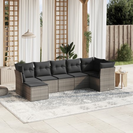Set de sofás de jardín 7 piezas con cojines ratán PE gris de , Conjuntos de jardín - Ref: Foro24-3263196, Precio: 405,39 €, D...