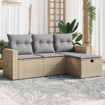 Juego de sofás jardín con cojines beige mezcla 4 pzas ratán PE de , Conjuntos de jardín - Ref: Foro24-3263445, Precio: 258,59...