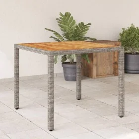 Garden table gray rattan acacia wood surface 90x90x75 cm by , Garden tables - Ref: Foro24-365530, Price: 130,29 €, Discount: %
