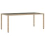 Mesa de jardín superficie de vidrio ratán PE beige 190x90x75 cm de , Mesas de jardín - Ref: Foro24-365539, Precio: 191,95 €, ...