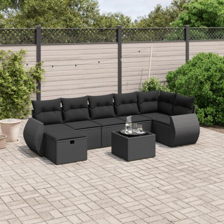 Set de sofás de jardín 8 piezas y cojines ratán sintético negro de , Conjuntos de jardín - Ref: Foro24-3264131, Precio: 509,4...
