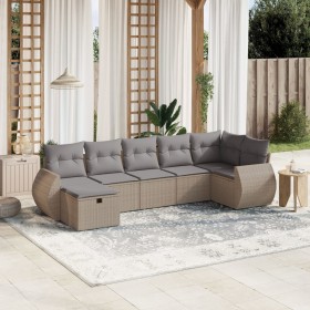 Juego de sofás jardín con cojines beige mezcla 7 pzas ratán PE de , Conjuntos de jardín - Ref: Foro24-3264125, Precio: 453,88...