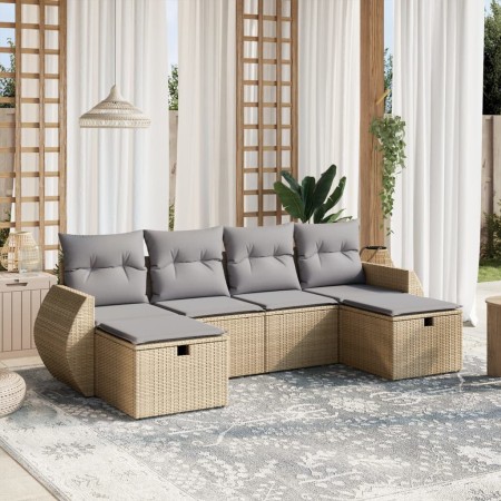 Juego de sofás jardín con cojines beige mezcla 6 pzas ratán PE de , Conjuntos de jardín - Ref: Foro24-3264165, Precio: 372,37...