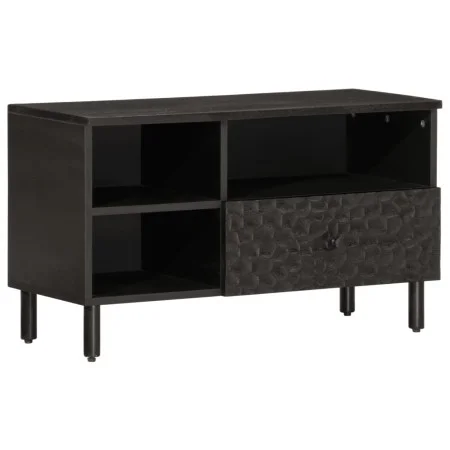 Mueble de TV madera maciza de mango negro 80x33x46 cm de , Muebles TV - Ref: Foro24-356836, Precio: 59,12 €, Descuento: %