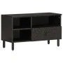 Mueble de TV madera maciza de mango negro 80x33x46 cm de , Muebles TV - Ref: Foro24-356836, Precio: 59,12 €, Descuento: %