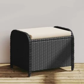Taburete de jardín con cojín ratán sintético negro 58x46x46 cm de , Otomanas de exterior - Ref: Foro24-365733, Precio: 73,91 ...