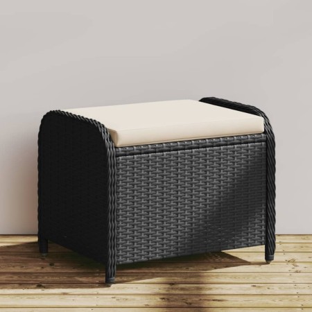 Taburete de jardín con cojín ratán sintético negro 58x46x46 cm de , Otomanas de exterior - Ref: Foro24-365733, Precio: 80,02 ...