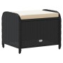 Taburete de jardín con cojín ratán sintético negro 58x46x46 cm de , Otomanas de exterior - Ref: Foro24-365733, Precio: 80,02 ...