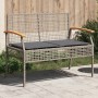 Banco de jardín con cojín ratán sintético gris y madera acacia de , Bancos de jardín - Ref: Foro24-366256, Precio: 91,81 €, D...