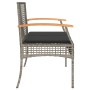 Banco de jardín con cojín ratán sintético gris y madera acacia de , Bancos de jardín - Ref: Foro24-366256, Precio: 91,81 €, D...
