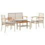 Set muebles de jardín 4 piezas y cojines ratán sintético beige de , Conjuntos de jardín - Ref: Foro24-366268, Precio: 196,59 ...