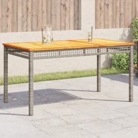 Mesa de jardín ratán sintético madera acacia gris 140x80x75 cm de , Mesas de jardín - Ref: Foro24-366277, Precio: 168,35 €, D...