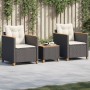 Mesita y sillas con cojines 3 pzas ratán PE madera acacia negro de , Conjuntos de jardín - Ref: Foro24-366313, Precio: 172,46...