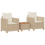 Mesita y sillas con cojines 3 pzas ratán PE madera acacia beige de , Conjuntos de jardín - Ref: Foro24-366311, Precio: 174,34...